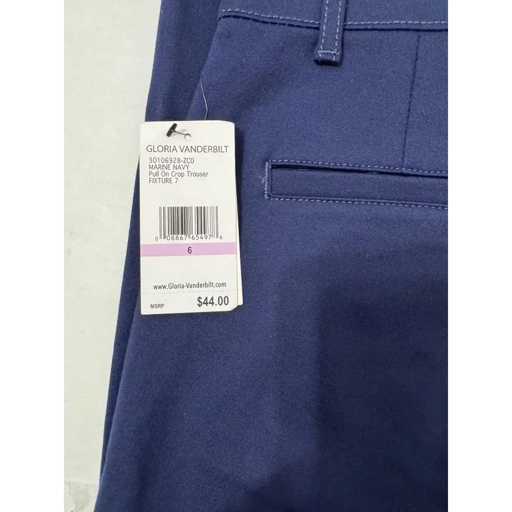 Gloria Vanderbilt NWT Sz 6 Marine Navy Pull On Crop Trouser - Picture 10 of 12